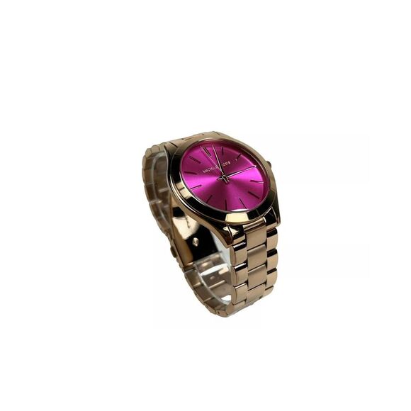 Michael Kors Slim Runway Stainless Steel Watch Unisex Rose Gold Watches - Picture 2 of 2